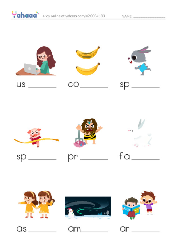 RAZ Vocabulary I: Fast and Faster PDF worksheet to fill in words gaps
