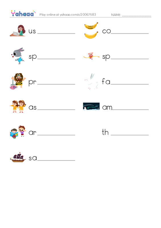 RAZ Vocabulary I: Fast and Faster PDF worksheet writing row