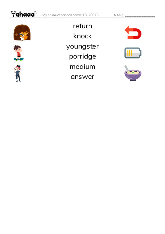 RAZ Vocabulary I: Goldilocks and the Other Three Bears PDF three columns match words