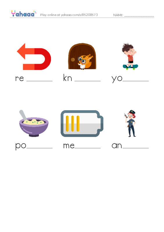 RAZ Vocabulary I: Goldilocks and the Other Three Bears PDF worksheet to fill in words gaps