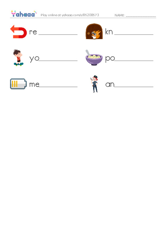 RAZ Vocabulary I: Goldilocks and the Other Three Bears PDF worksheet writing row