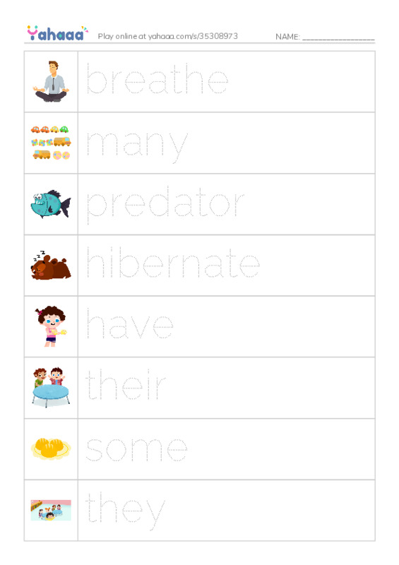RAZ Vocabulary I: Hibernation PDF one column image words