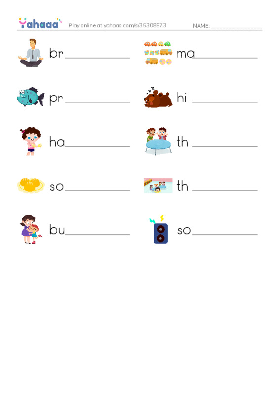 RAZ Vocabulary I: Hibernation PDF worksheet writing row