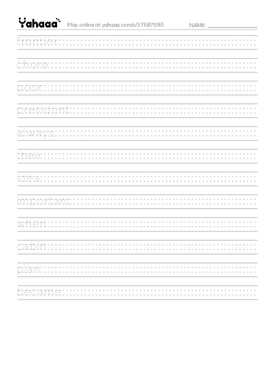 RAZ Vocabulary I: Lincoln Loved to Learn PDF write between the lines worksheet