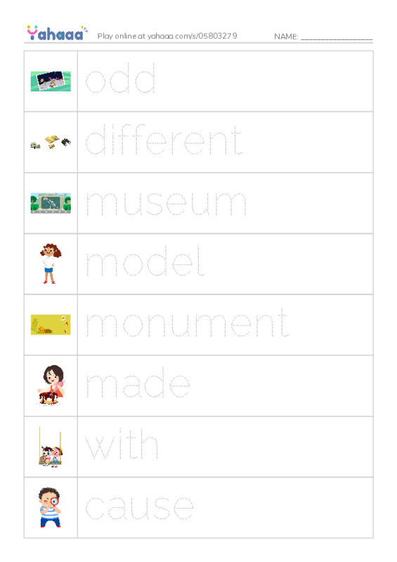 RAZ Vocabulary I: Roadside Oddities PDF one column image words