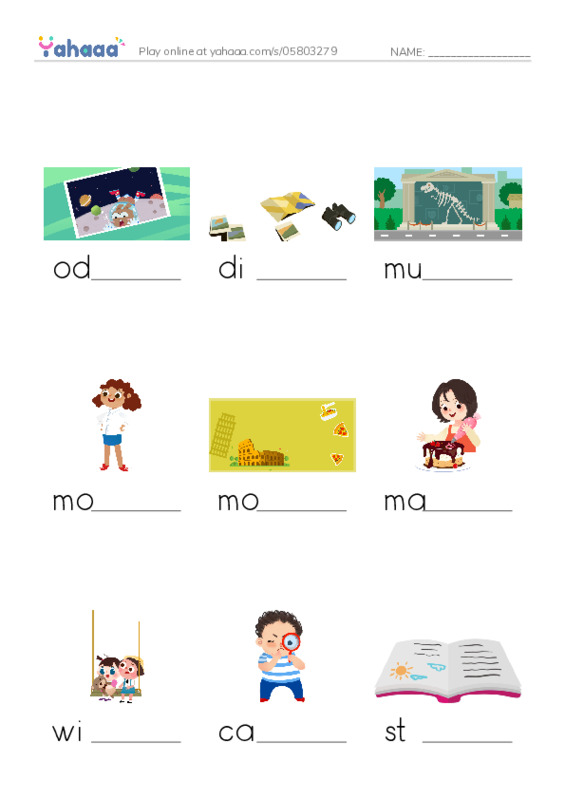 RAZ Vocabulary I: Roadside Oddities PDF worksheet to fill in words gaps