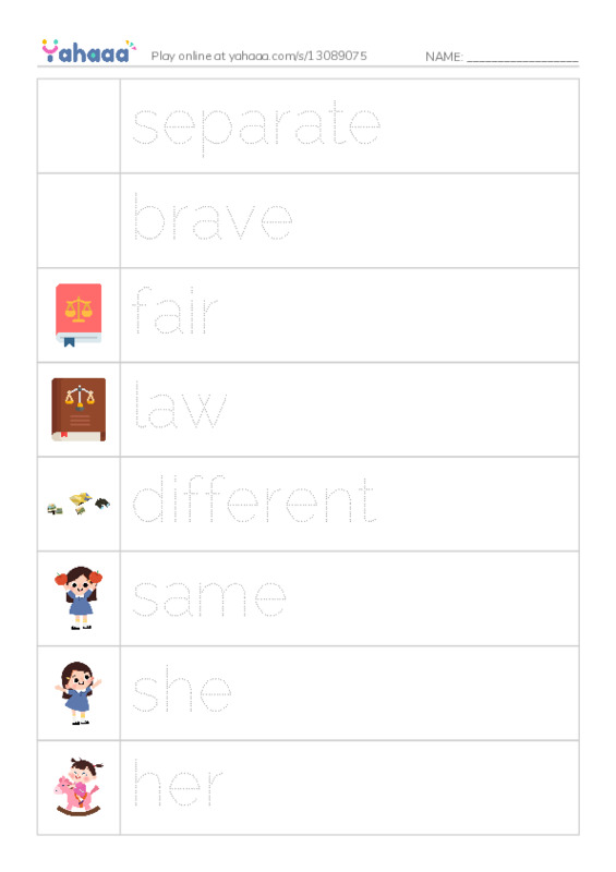 RAZ Vocabulary I: Ruby Bridges PDF one column image words