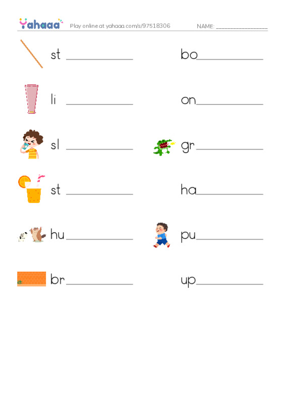 RAZ Vocabulary I: The Three Little Pigs PDF worksheet writing row