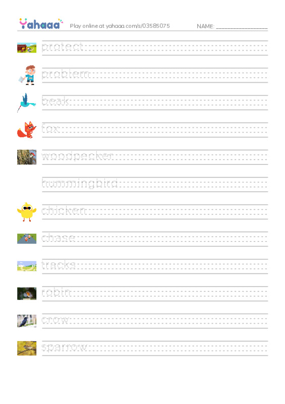 RAZ Vocabulary I: Why Robins Hop PDF write between the lines worksheet