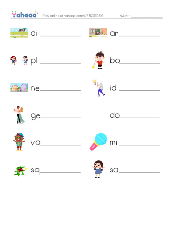 RAZ Vocabulary I: Winter Vacation PDF worksheet writing row