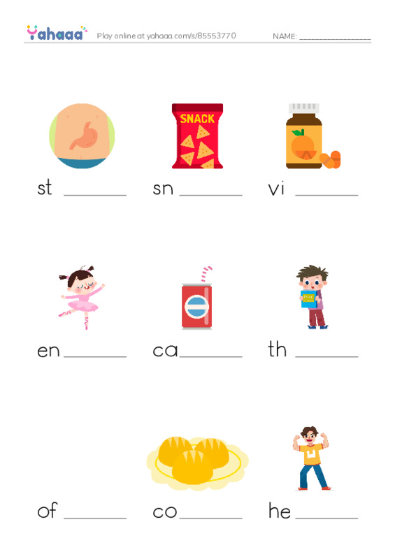 RAZ Vocabulary J: A Rainbow of Food PDF worksheet to fill in words gaps