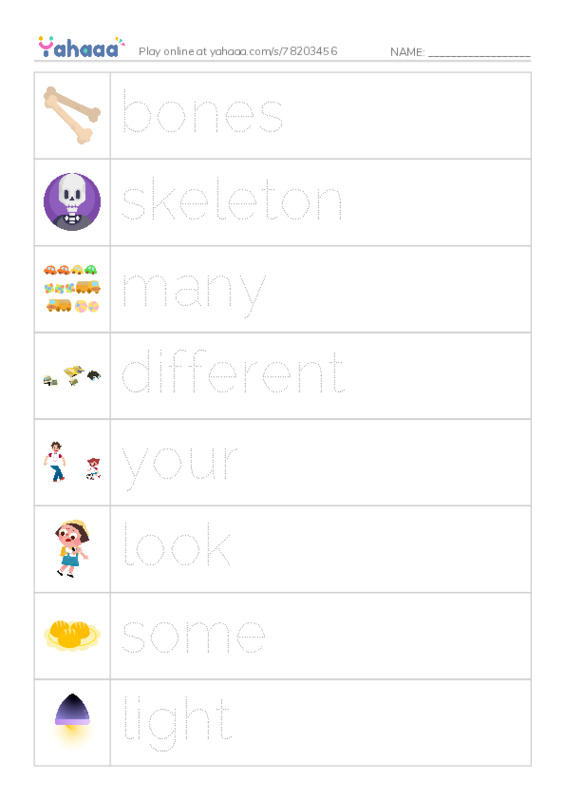 RAZ Vocabulary J: Animal Skeletons PDF one column image words