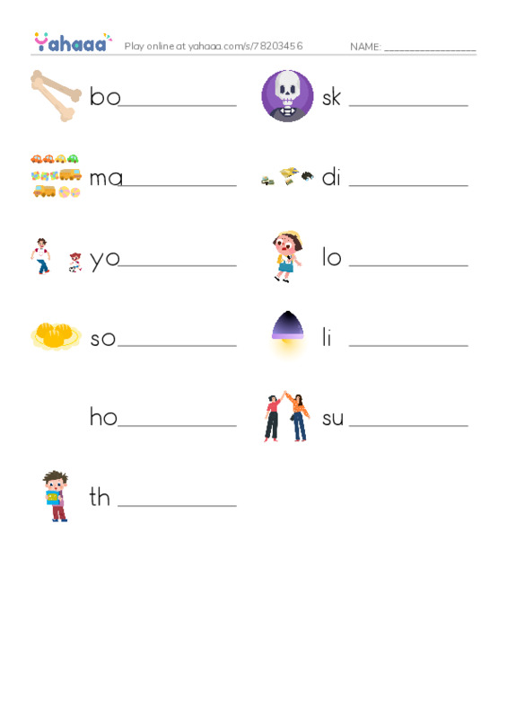 RAZ Vocabulary J: Animal Skeletons PDF worksheet writing row
