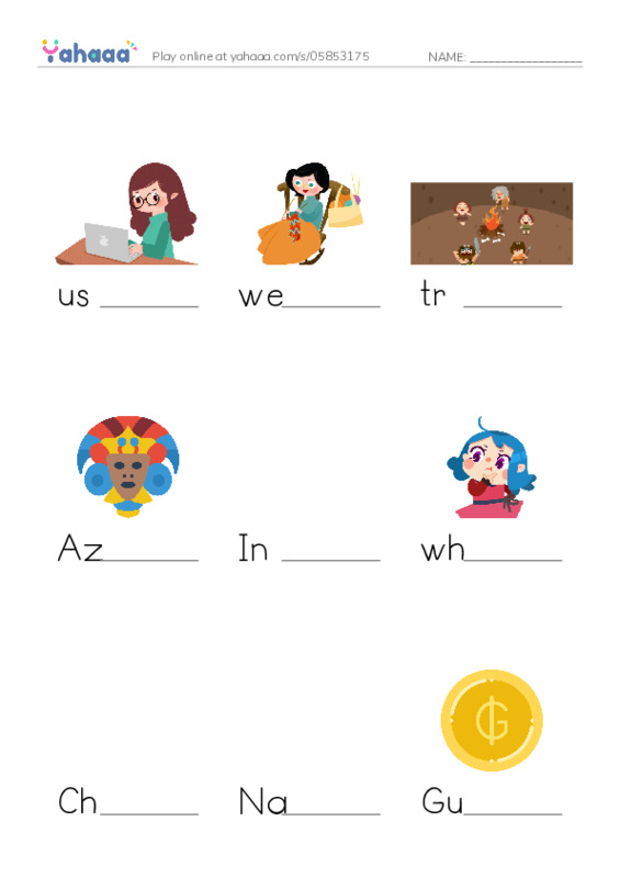 RAZ Vocabulary J: Being Bilingual2 PDF worksheet to fill in words gaps