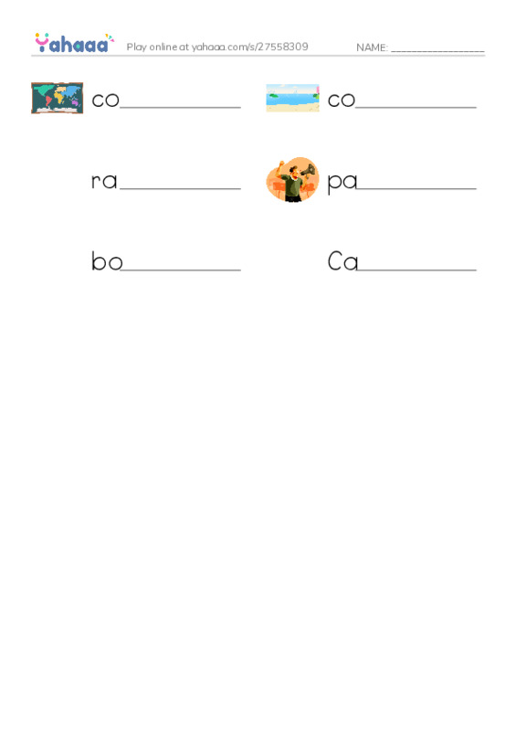 RAZ Vocabulary J: Brazil PDF worksheet writing row
