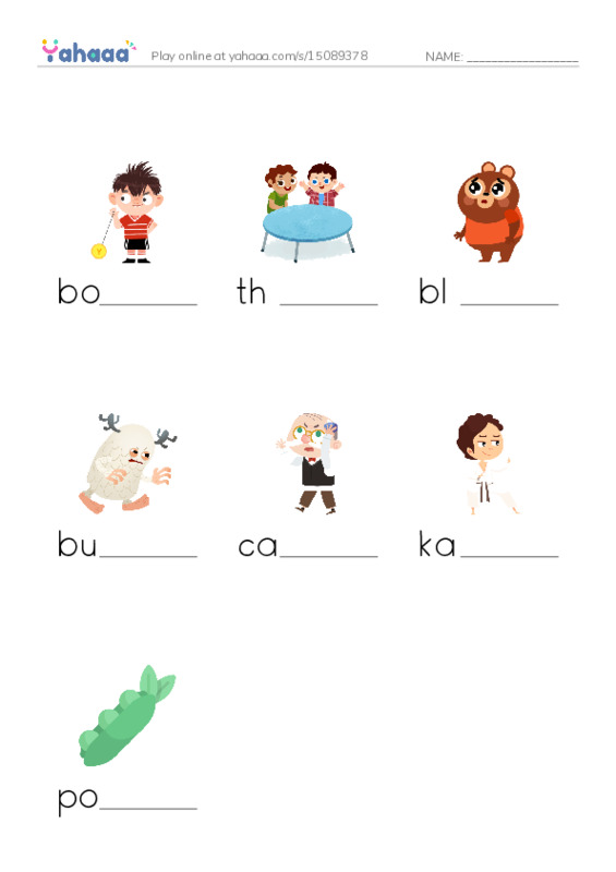 RAZ Vocabulary J: Broken Arm Blues PDF worksheet to fill in words gaps