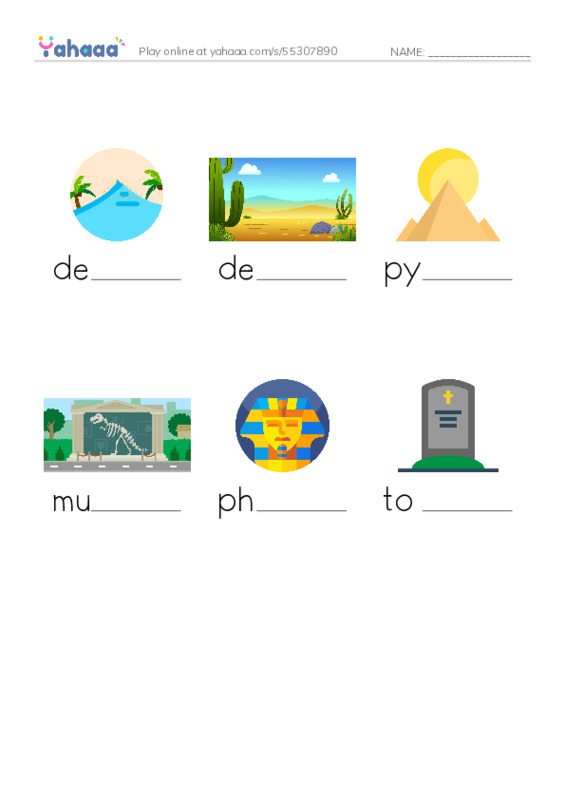 RAZ Vocabulary J: Egypt PDF worksheet to fill in words gaps