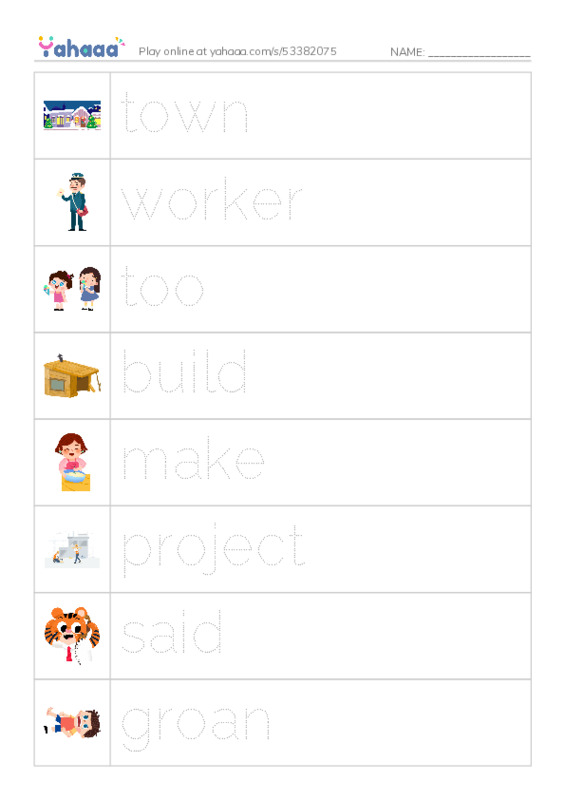 RAZ Vocabulary J: Hannahs Townspeople PDF one column image words