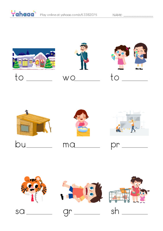 RAZ Vocabulary J: Hannahs Townspeople PDF worksheet to fill in words gaps