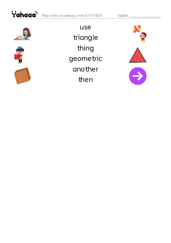 RAZ Vocabulary J: Lets Make Shapes2 PDF three columns match words