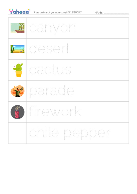 RAZ Vocabulary J: Mexico PDF one column image words
