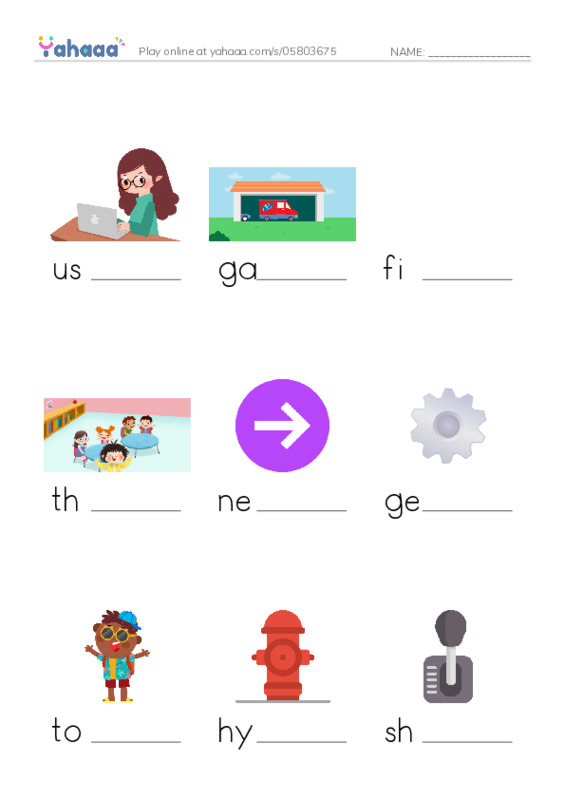 RAZ Vocabulary J: My Uncle Is a Firefighter PDF worksheet to fill in words gaps