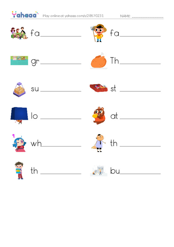 RAZ Vocabulary J: The Thanksgiving the Other Jacks Built PDF worksheet writing row