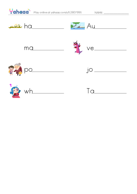 RAZ Vocabulary J: Wheres the Joey PDF worksheet writing row