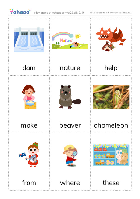RAZ Vocabulary J: Wonders of Nature1 PDF flaschards with images