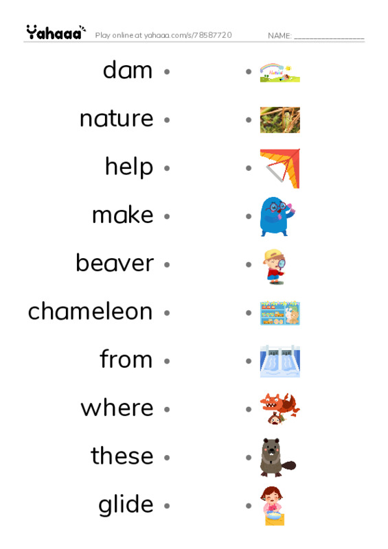 RAZ Vocabulary J: Wonders of Nature1 PDF link match words worksheet