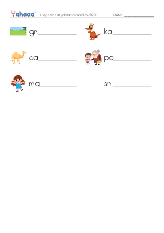 RAZ Vocabulary K: Animals Animals2 PDF worksheet writing row
