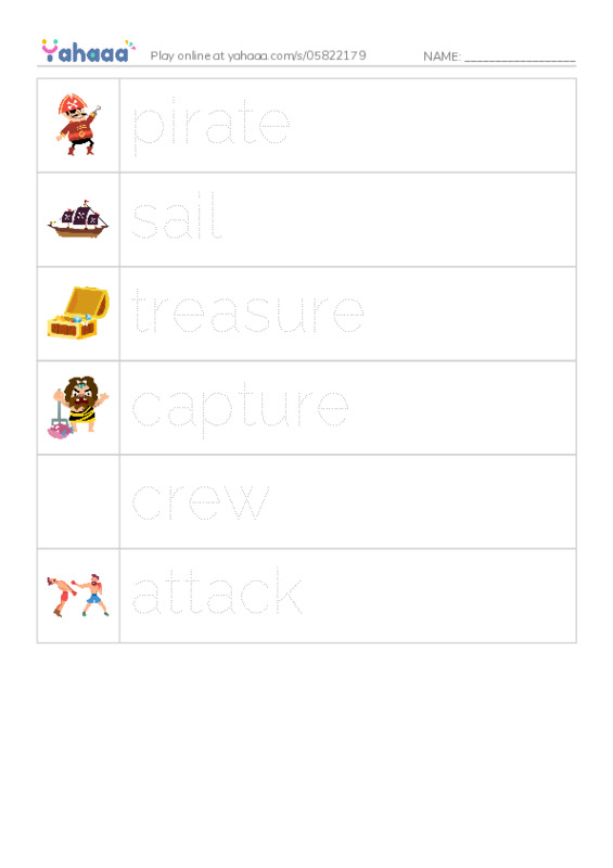RAZ Vocabulary K: Blackbeard the Pirate PDF one column image words