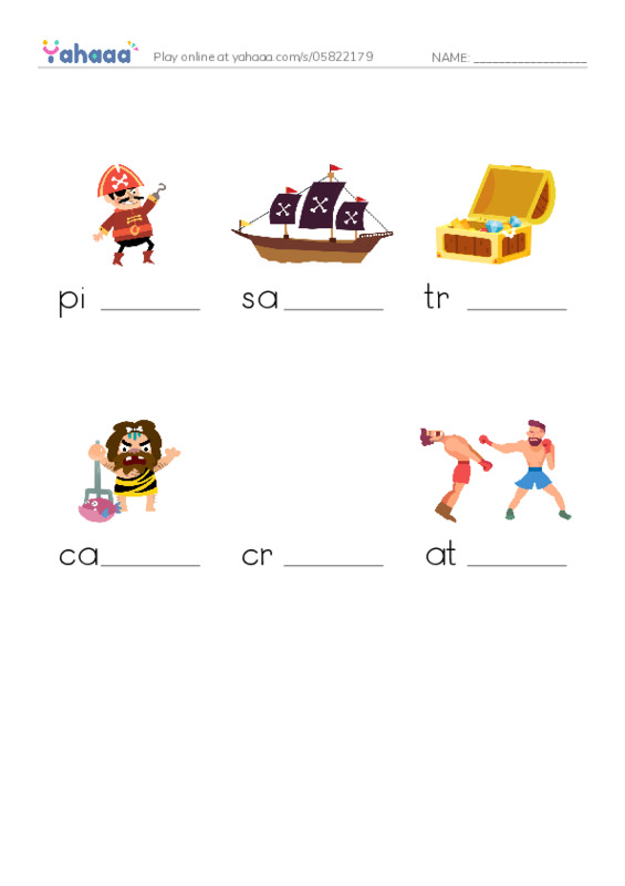 RAZ Vocabulary K: Blackbeard the Pirate PDF worksheet to fill in words gaps