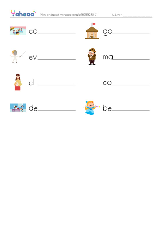 RAZ Vocabulary K: Community Government PDF worksheet writing row