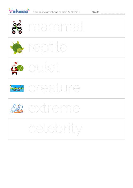 RAZ Vocabulary K: Extreme Animals PDF one column image words