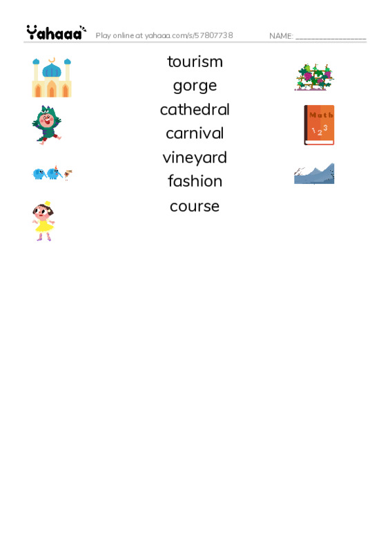 RAZ Vocabulary K: France PDF three columns match words