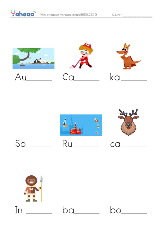 RAZ Vocabulary K: Friends Around the World PDF worksheet to fill in words gaps