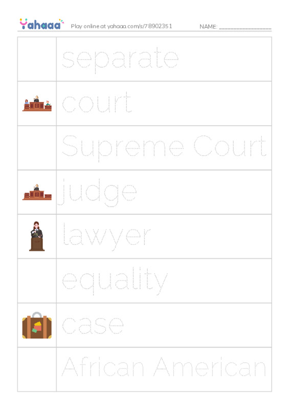 RAZ Vocabulary K: Good for Thurgood PDF one column image words