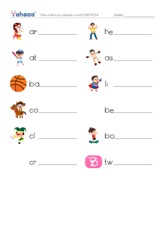 RAZ Vocabulary K: Id Like to Be PDF worksheet writing row
