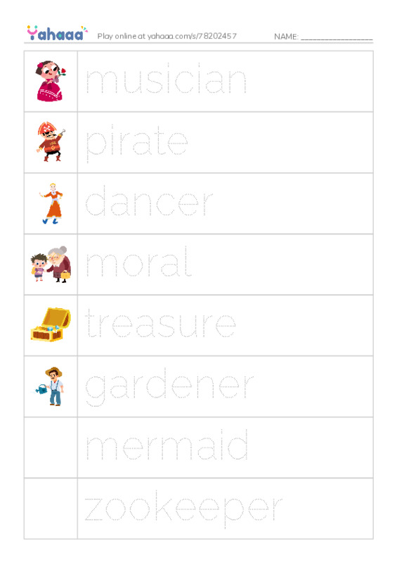 RAZ Vocabulary K: Id Like to Be2 PDF one column image words