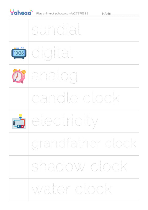 RAZ Vocabulary K: Its About Time PDF one column image words