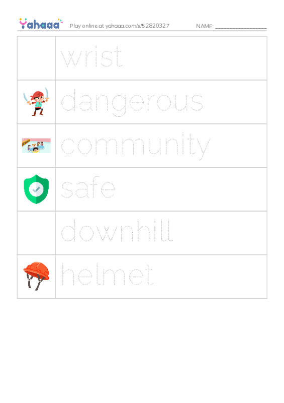RAZ Vocabulary K: Playing it Safe PDF one column image words