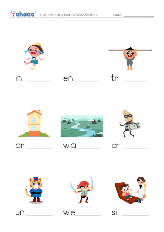 RAZ Vocabulary K: Police Officers PDF worksheet to fill in words gaps