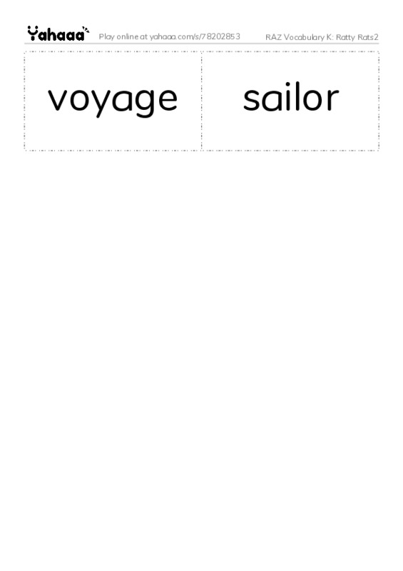 RAZ Vocabulary K: Ratty Rats2 PDF two columns flashcards