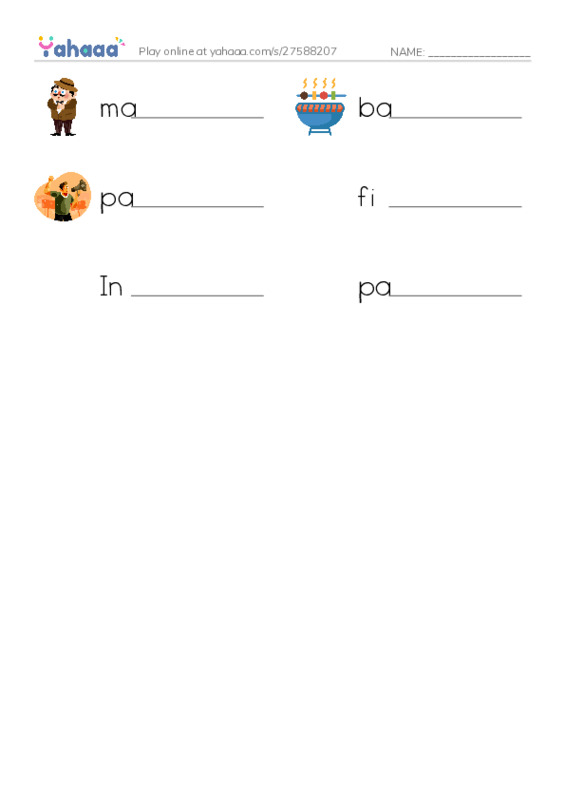 RAZ Vocabulary K: Sams Fourth of July PDF worksheet writing row