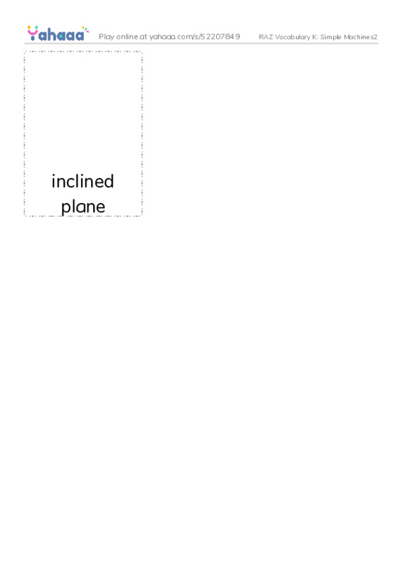 RAZ Vocabulary K: Simple Machines2 PDF flaschards with images