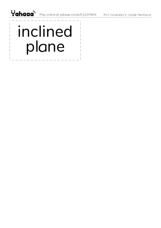 RAZ Vocabulary K: Simple Machines2 PDF two columns flashcards