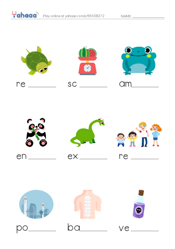 RAZ Vocabulary K: Slithery and Slimy PDF worksheet to fill in words gaps