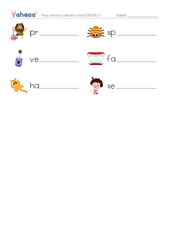 RAZ Vocabulary K: Tarantula PDF worksheet writing row