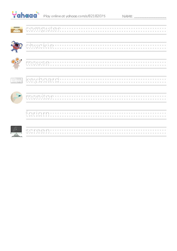 RAZ Vocabulary K: The Mind Game PDF write between the lines worksheet